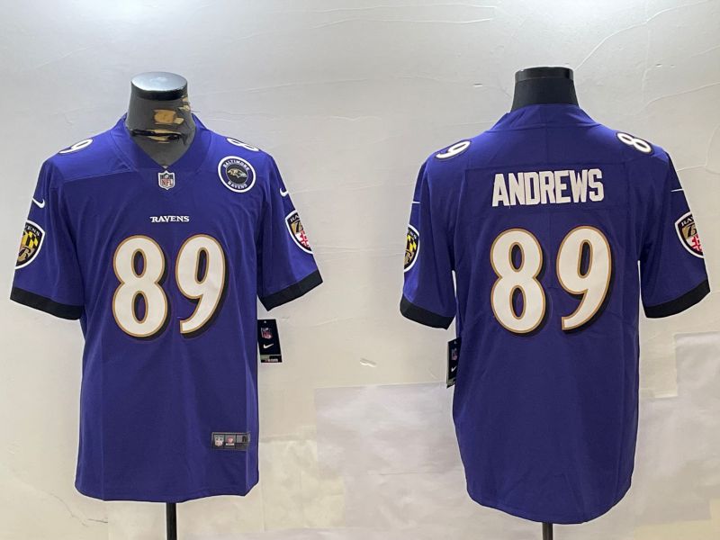 Men Baltimore Ravens #89 Andrews Purple Second generation 2024 Nike Limited NFL Jersey style 2->baltimore ravens->NFL Jersey
